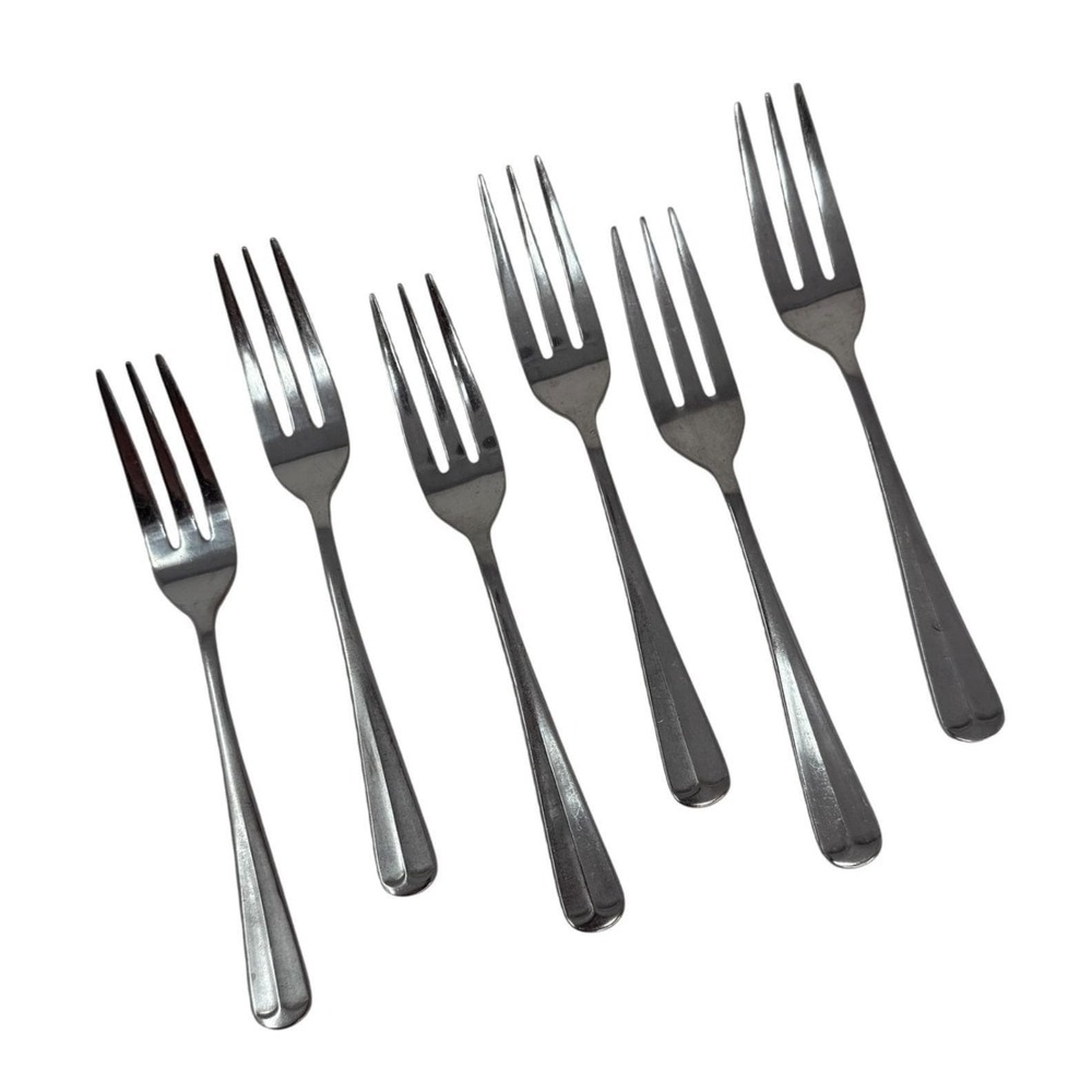 6 Vintage Salad‎ Forks Oyster Bay Barclay Geneve Stainless Steel Flatware Fork